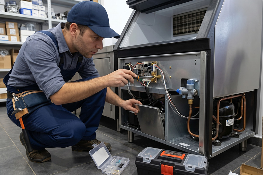 Airtech Mechanical technician performing commercial ice machine repair in Livonia, MI