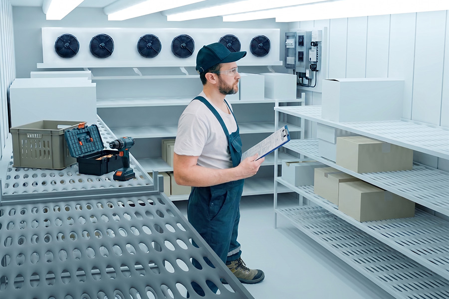 Airtech Mechanical technician performing walk-in freezer repair in Livonia, MI